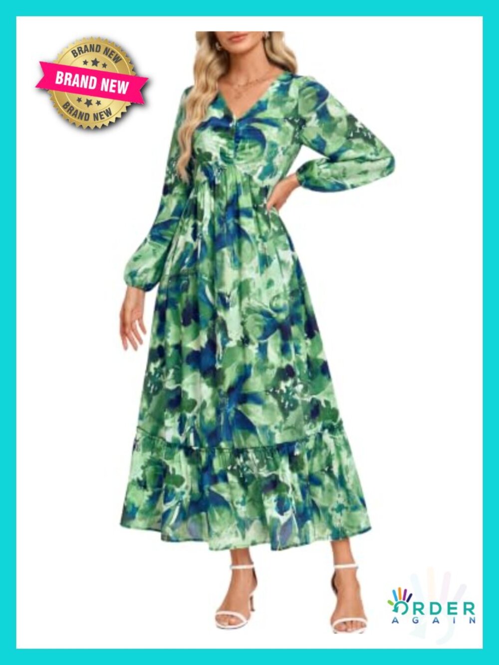 GRACE KARIN Long Sleeve Maxi Floral Dress Wedding Guest Formal